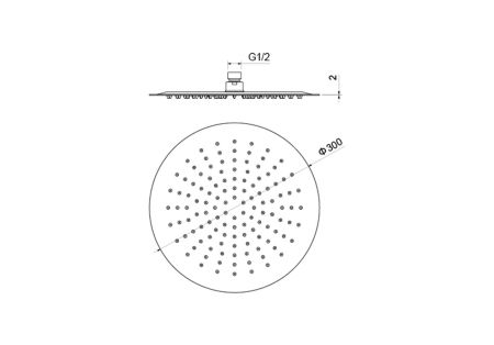 Круглый верхний душ  300*2 мм AQUATEK AQ2075CR, артикул AQ2075CR
