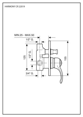 Внутристенный смеситель Harmony на 2 выхода, цвет хром-золото, артикул 22019CO