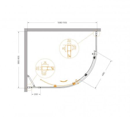 MOLVENO-RH-1-110/90-C-GM-IV Душевой уголок, артикул MOLVENO-RH-1-110/90-C-GM-IV