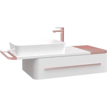 Тумба с раковиной Creavit Angel 120 AL0120.01.BBR+UL060 подвесная Белая Розовое золото, артикул AL0120.01.BBR ЗОЛОТО+UL060