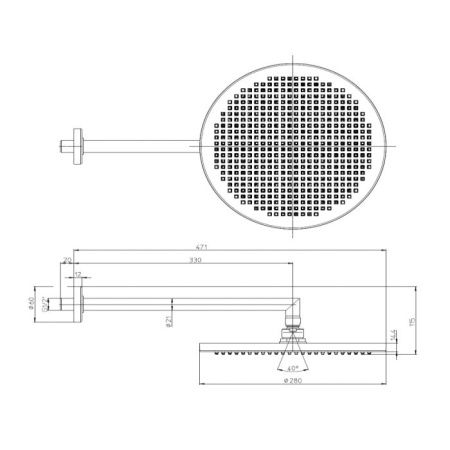 BOSSINI APICE Верхний душ Ø280 мм., с настенным держателем 330 мм., цвет хром BOSSINI APICE Верхний душ Ø280 мм., с настенным держателем 330 мм., цвет хром