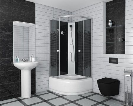 Душевая кабина Niagara Eco NG-7508-08 90х90 стекло матовое задняя стенка Черная