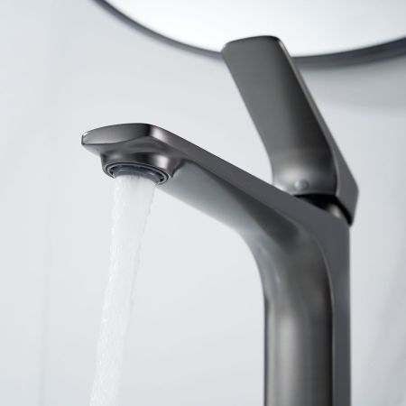 Смеситель для раковины высокий Shevanik S4211T, оружейная сталь, артикул S4211T