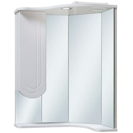 Зеркало со шкафом Runo Бис 55 L 4620750023232 угловое с подсветкой Белое, артикул 4620750023232