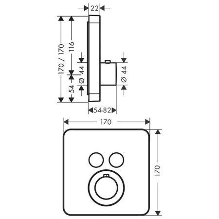 AX ShowerSelect Встраиваемый термостат для душа, 2 потреб, (внешняя часть), цвет: Шлифованный черный хром, артикул 36707340