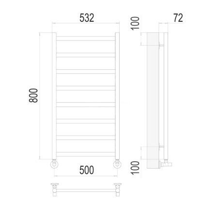 Полотенцесушитель водяной Terminus Аврора П8 50х80, артикул 4670078529947