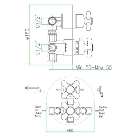 Смеситель для душа встраиваемый с термостатом Webert Armony AM970902060, медь