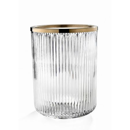 Урна, 3SC, Elegance, без крышки, ширина, мм-200, глубина, мм-200, высота, мм-280, тип установки-напольный, материал-хрусталь, цвет-золото матовое, артикул EL65ACRGO