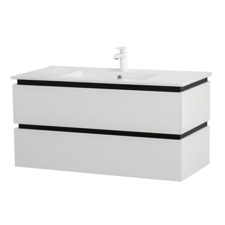 PLANE База под раковину подвесная с двумя выкатными ящиками, Белый глянец, 1200x458x500, PLANE-1200-2C-SO-BL, артикул PLANE-1200-2C-SO-BL