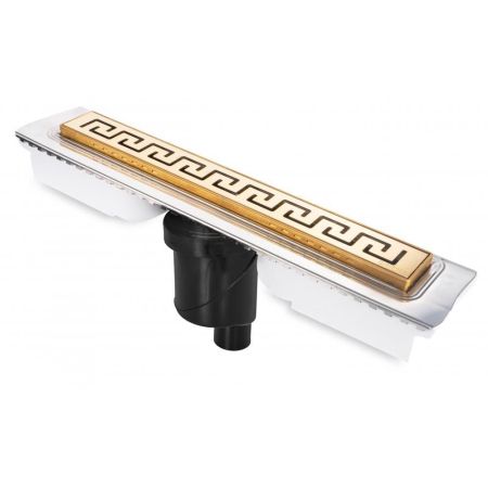 Желоб BERGES водосток В1 Antik 500, золото глянец, S-сифон D50/105 H50 вертикальный, артикул 092023