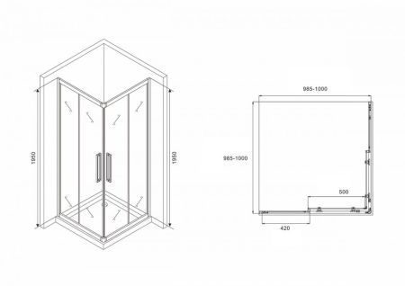 Душевой уголок ABBER Schwarzer Diamant AG02100BH