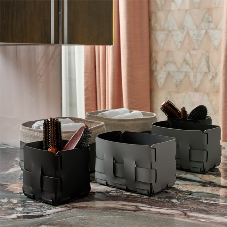 ADJ Корзинка Mini Bottega, 19x19xH13 см., цвет: серый/черный, артикул 1019.03/01