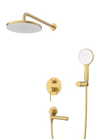 RELAX-VDSET-01 Душевой комплект встраиваемый с изливом (смеситель встраиваемый, верхний душ, ручной душ со шлангом, штуцер с держателем), хром, артикул RELAX-VDSET-01