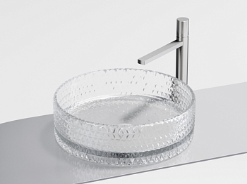 Умывальник чаша накладная круглая (прозрачная) Кристалл (Cristal) 360x360x112мм