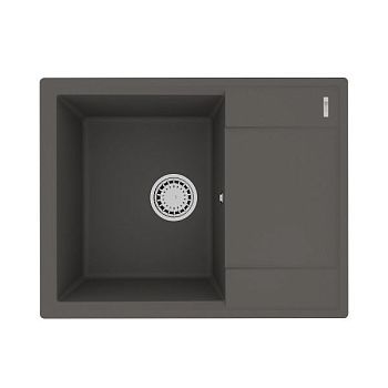 Кухонная мойка Lemark IMANDRA 640 врезная прямоугольная с крылом из кварцгранита цвет: Серый шёлк (9910023)