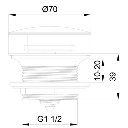 Донный клапан для ванны WONZON & WOGHAND, Брашированный никель (WW-SS105-BN), артикул WW-SS105-BN