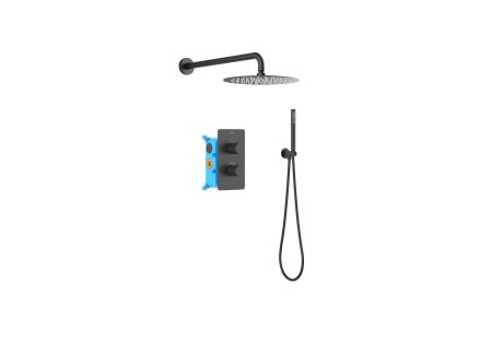 Set 3 в 1 душевой комплект AQUATEK, матовый черный AQ1376MB ЕВРОПА, артикул AQ1376MB