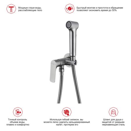 Гигиенический душ со смесителем Raglo R03.52.09, графит