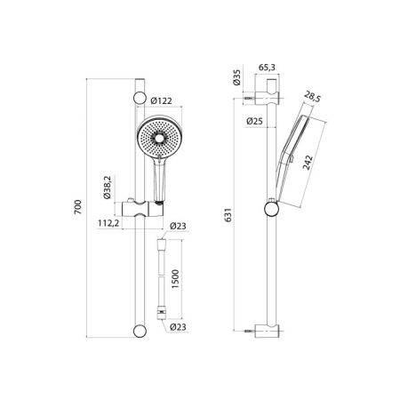Душевой гарнитур, глянцевый хром, Optima Home, IDDIS, (OPH3С70i16), артикул OPH3C70i16