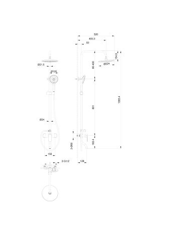 Душевая система WONZON & WOGHAND Line, Белый матовый (WW-AE3354-MW), артикул WW-AE3354-MW