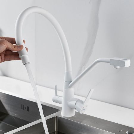 Смеситель для кухни с подключением фильтра Shevanik S968C, белый, артикул S968C