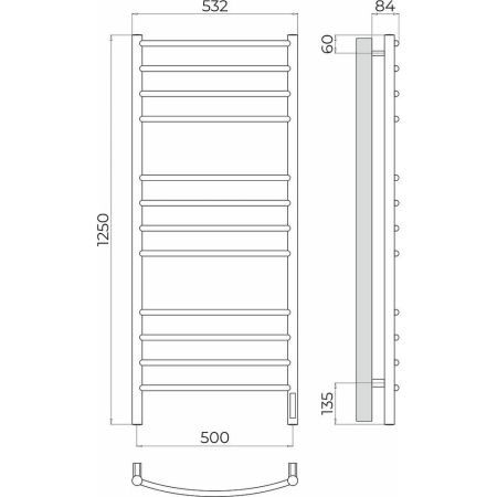 Полотенцесушитель электрический Terminus Классик П12 50х125, артикул 4670078544476