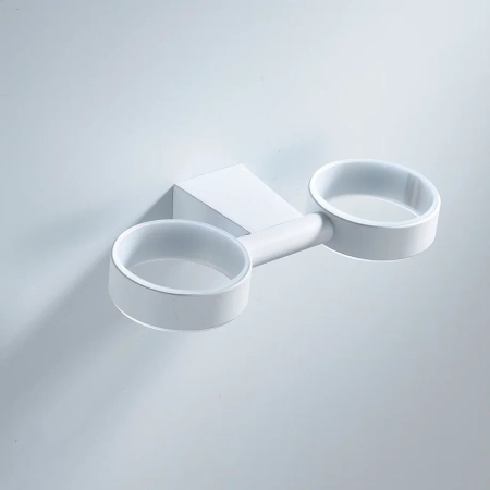 Стакан для ванной комнаты двойной Shevanik SG5722C, белый, артикул SG5722C