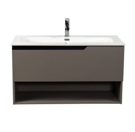 Комплект мебели Visobath Eleven, 800 мм левый, цвет кварцевый матовый лак (Quarzo), артикул 76072/Quarzo/EL