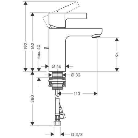 HG Metris S Смеситель для раковины, на 1 отв., излив 113мм, h94мм, цвет: хром, артикул 31068000