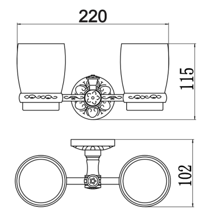 Стакан для ванной комнаты двойной Savol S-005868B, золото, артикул S-005868B