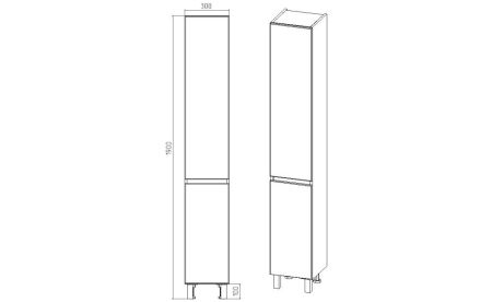 Пенал VIANT "Мальта" правый/левый   300х300х1900 (VMAL300-PEN), артикул VMAL300-PEN