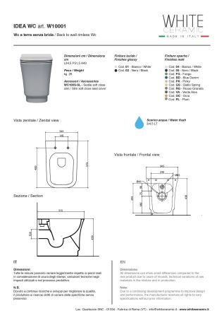 White Ceramic Idea, напольный безободковый унитаз 51x35x43h см, цвет белый глянцевый, артикул W1000101