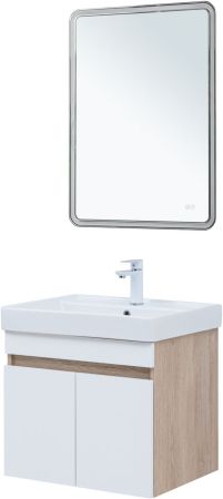 Тумба под раковину Aquanet Оптима 60 дуб светлый/белый сатин, артикул 00344799