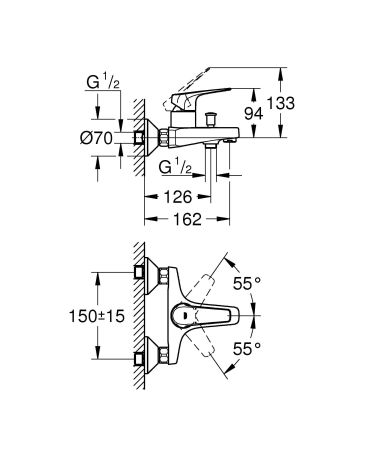 Душевая система Vitalio Start System 180 Flex со смесителем для ванны (NSB0154), артикул NSB0154