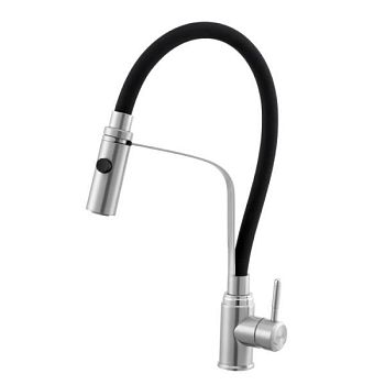 Смеситель для кухни с гибким изливом и режимом "душ" Knotlor SS-07, сатин