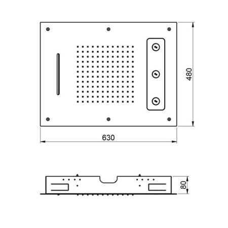 Almar Душевая лейка потолочная встраив., 630х480 мм, 3 режима, нерж. сталь, артикул E044189.MS