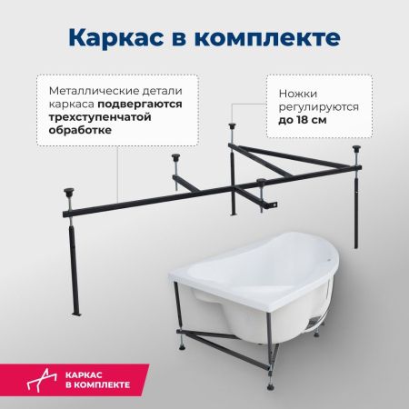 Акриловая ванна Aquanet Capri 160x100 L (с каркасом), артикул 00205476