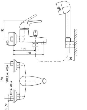 Смеситель для ванны Rav Slezak Sazava SA554.5/2