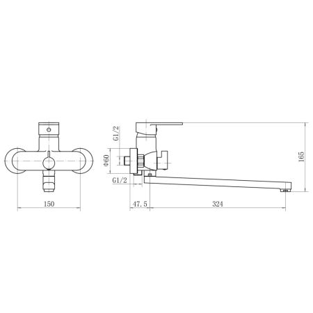 Смеситель для ванны Plstart PD22085, хром