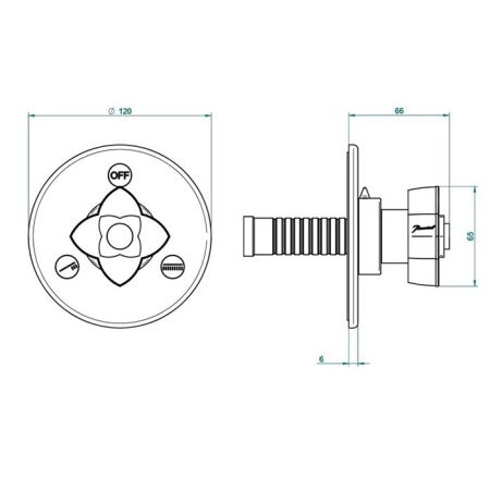 THG PETALE DE CRISTAL CLAIR LISERE DORE Переключатель встраиваемый, внешняя часть, цвет полированное золото