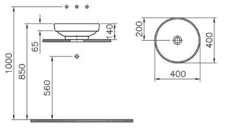 W.Jewels раковина-чаша, круглая 40 см, цвет белый, артикул 4334B003-1361