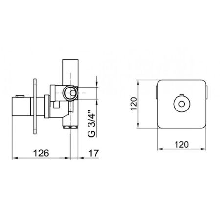 Смеситель для душа встраиваемый с термостатом Webert Living LV972101345, никель, артикул LV972101345