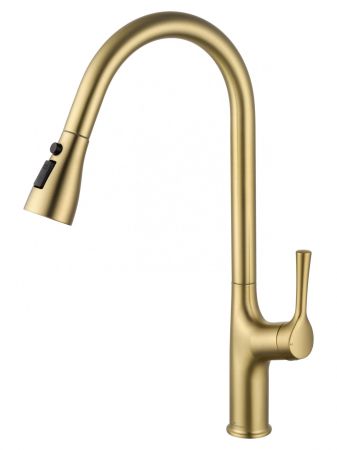 Смеситель для кухни с выдвижным изливом WONZON & WOGHAND, Брашированное золото (WW-AE54123-BG)
