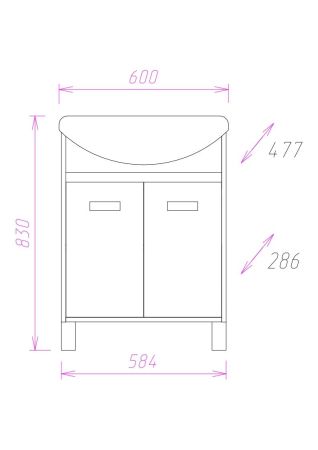 Тумба Onika Гамма 60 напольная, ясень шимо/венге (ум. Erica 60), артикул 106080