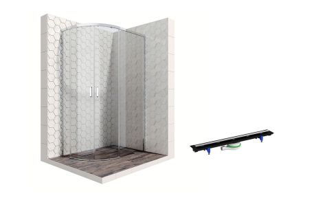 Душевой уголок Ambassador Queen 11011103R-PR1, полукруглый, линейный трап, 120х80, артикул 11011103R-PR1