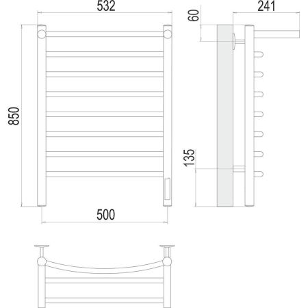 Полотенцесушитель электрический с полкой Terminus Классик П8 50х85, артикул 4670078531414