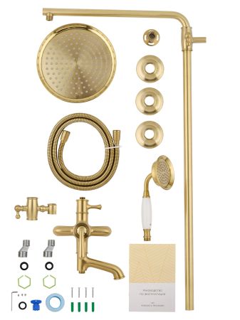Душевая система WONZON & WOGHAND STEAM, Брашированное золото (WW-88739008-BG), артикул WW-88739008-BG