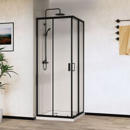 Душевой уголок City VSS-5CT8010CLB, 1000*800, черный, стекло прозрачное, артикул VSS-5CT8010CLB