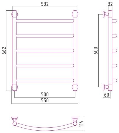 Полотенцесушитель водяной "ГАЛАНТ+" 600х500 (Матовый Белый)