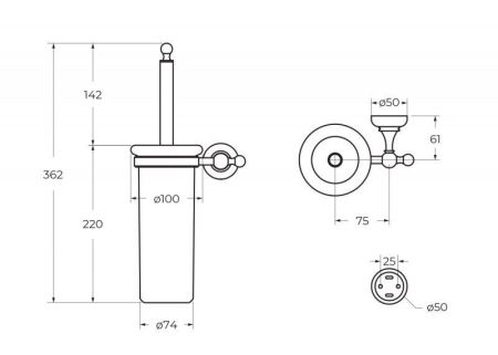 Щетка для унитаза, подвесная CEZARES APHRODITE-TBS, артикул APHRODITE-TBS-02-Sw